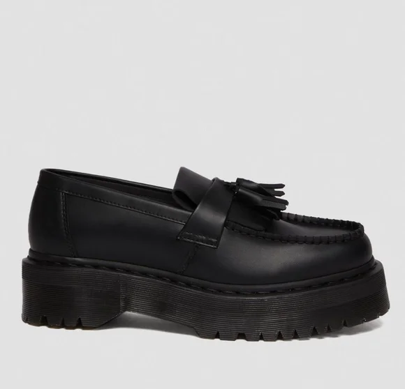 Dr. Martens Vegan Adrian Felix Platform Tassel Loafers - Black - Picture 3 of 9